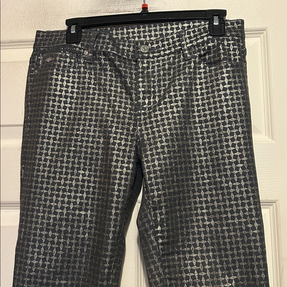 Armani Exchange Metallic Coated Skinny Jeans Size 29 Black Gold - Picture 2 of 9